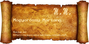 Mogyoróssy Mariann névjegykártya